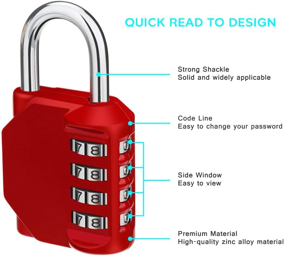 4 Digit Outdoor Combination Padlock for Gym, School, Gates, Doors, Hasps and Storage by ZHEGE