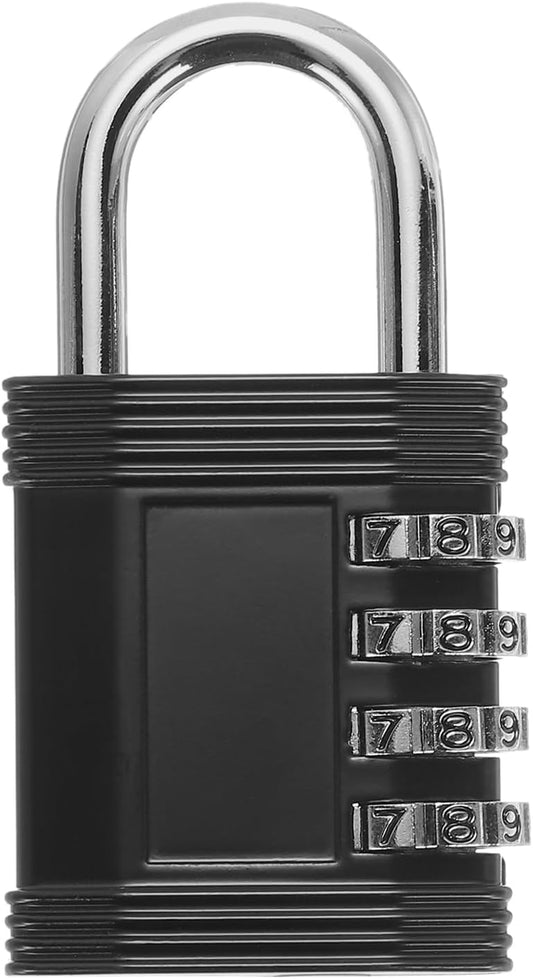 4 Digit Waterproof Locker Lock with Code for Sports Gym Fence Toolbox Gate Storage - Black