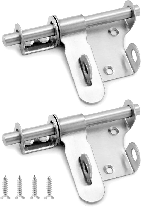 4" Heavy Duty Stainless Steel Sliding Bolt Lock Latch with Padlock for Wood Door Garden Shed Security
