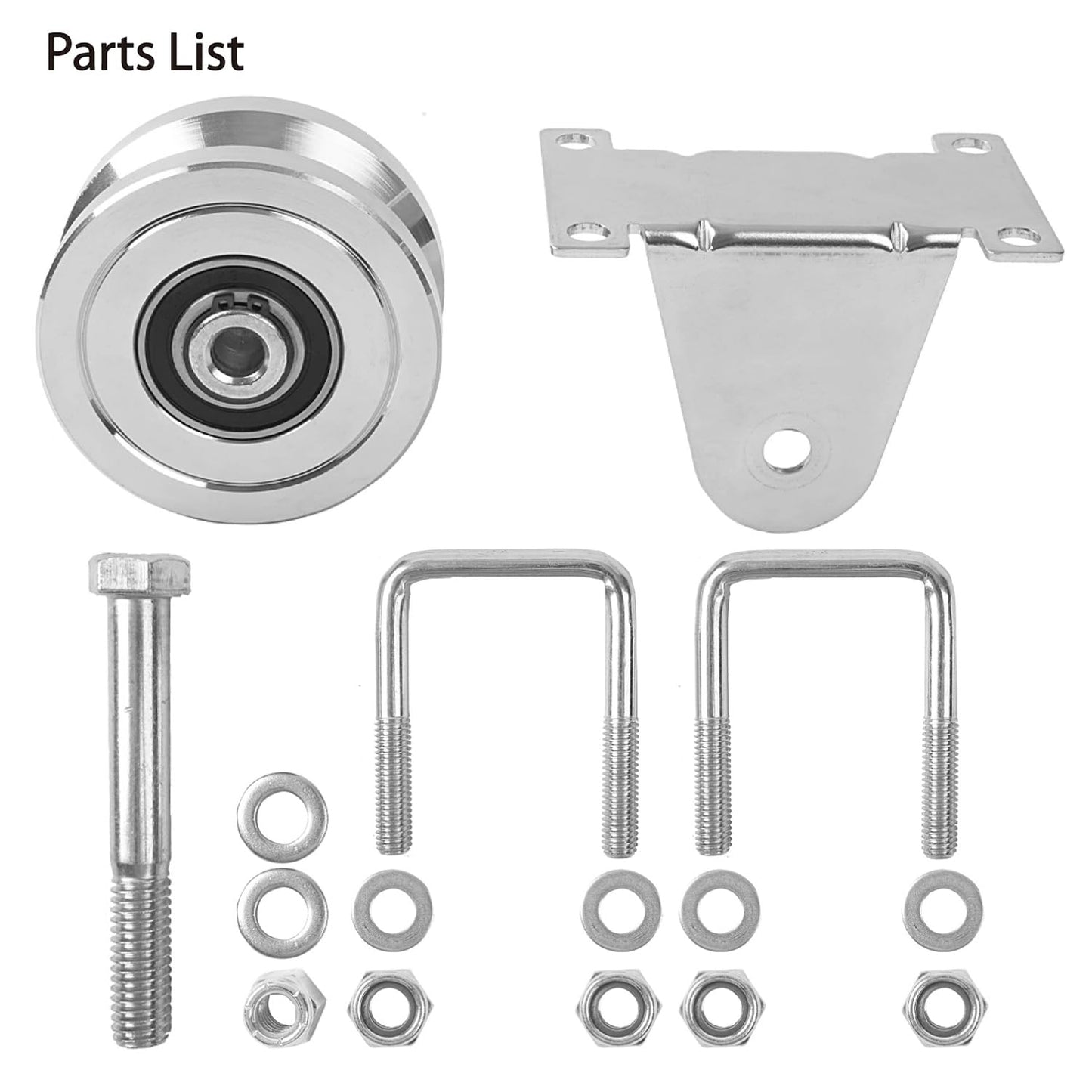 4" Heavy Duty V-Groove Wheel with Dual Bearing Bracket for Sliding Gates up to 3000lbs - Bolted External Mount, Solid Steel, Inverted V-Shape Track - No Welding Needed