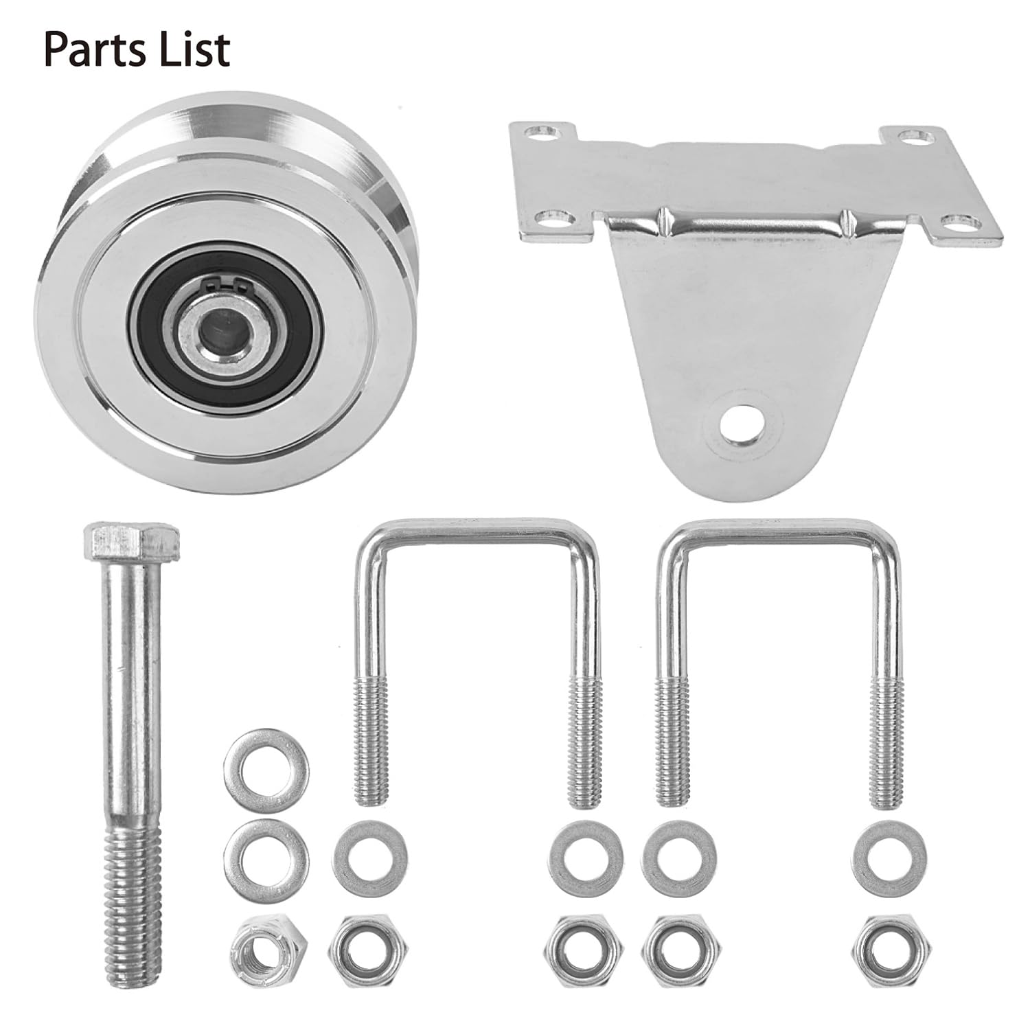 4" Heavy Duty V-Groove Wheel with Dual Bearing Bracket for Sliding Gates up to 3000lbs - Bolted External Mount, Solid Steel, Inverted V-Shape Track - No Welding Needed