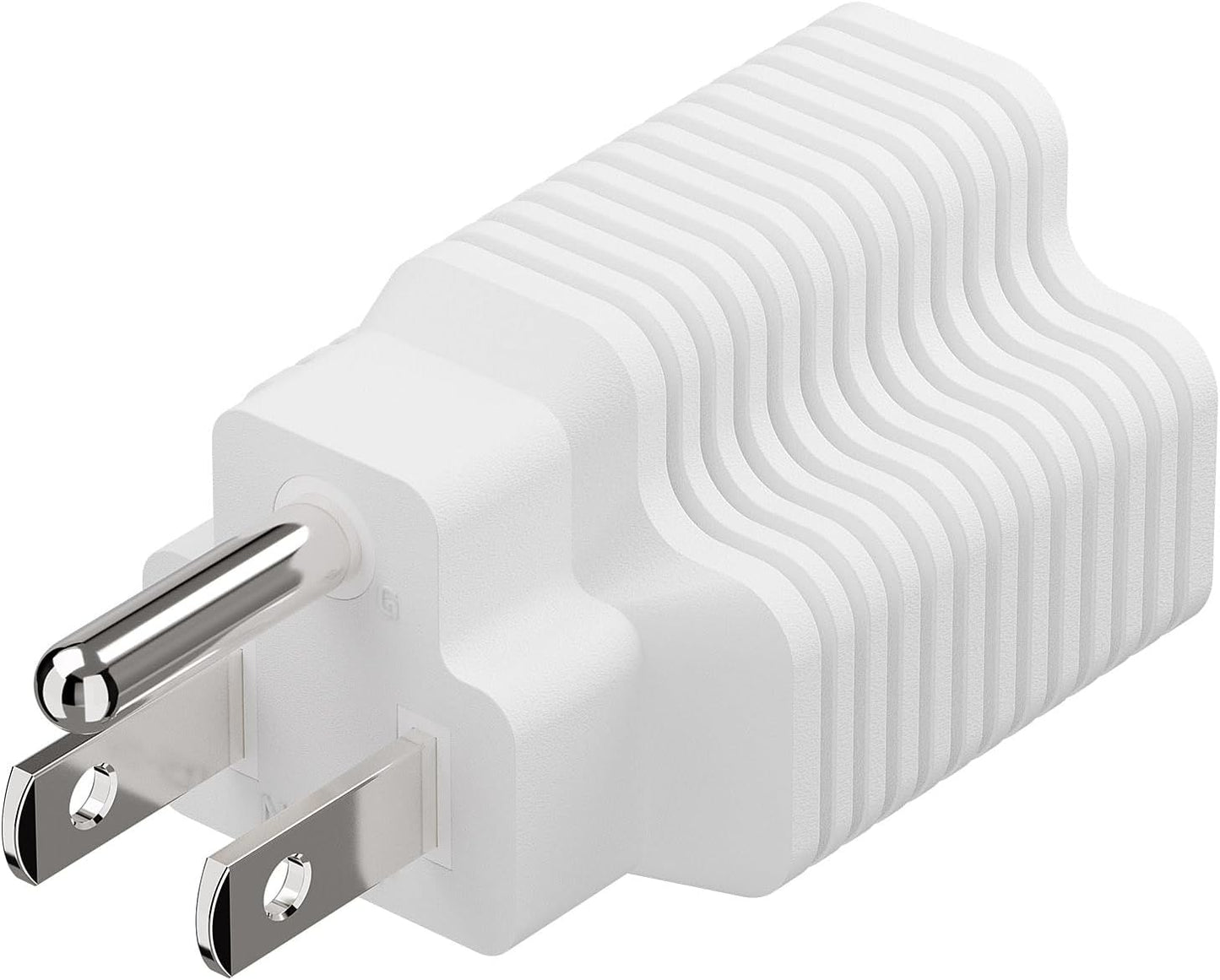4-in-1 15 Amp Household AC Plug to 20 Amp T Blade Adapter, White - 15A 125V to 20A 250V Adapter