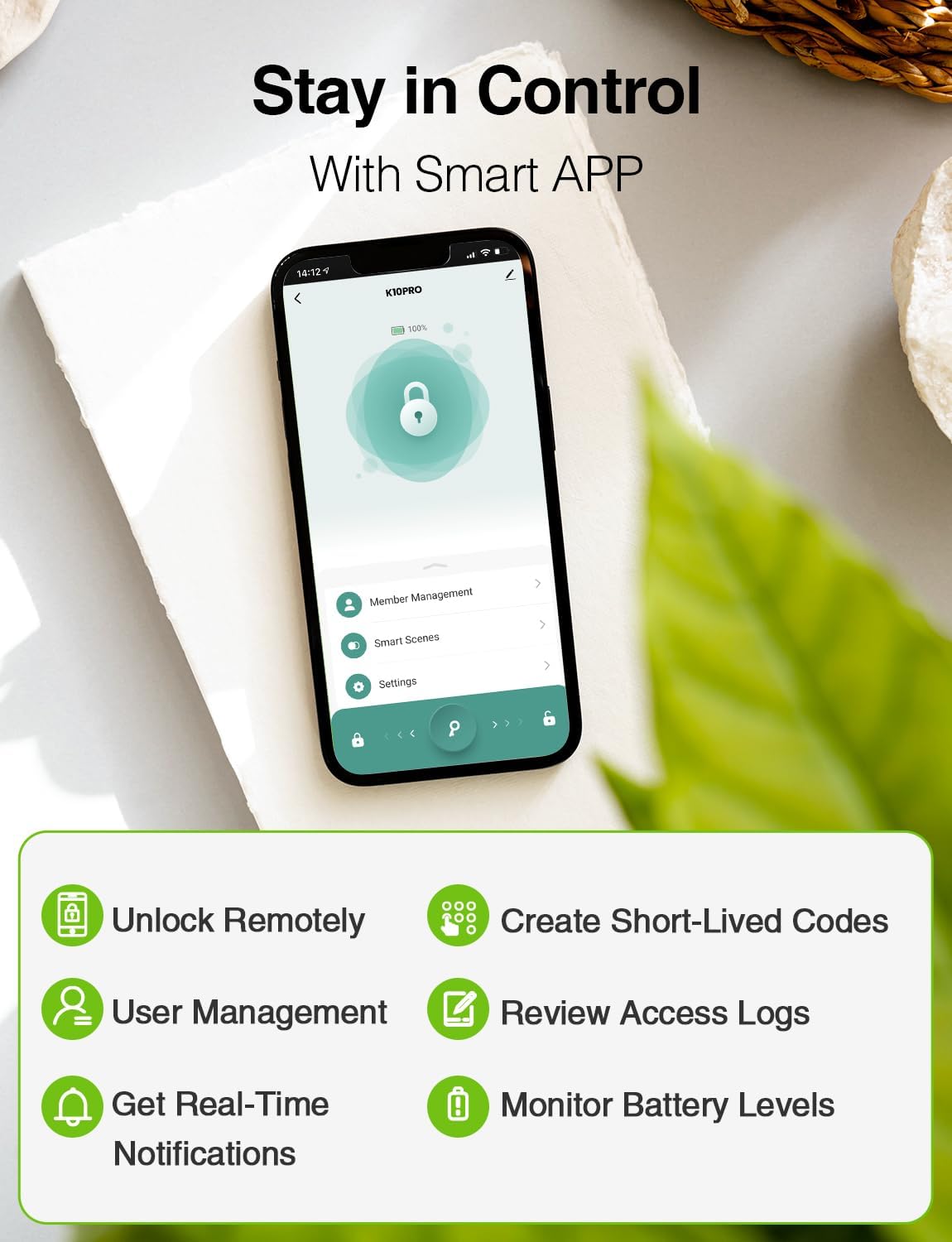 4-in-1 Smart Door Knob Fingerprint Lock with Keypad & App Control - Keyless Entry for Room, Garage, Office - Silver