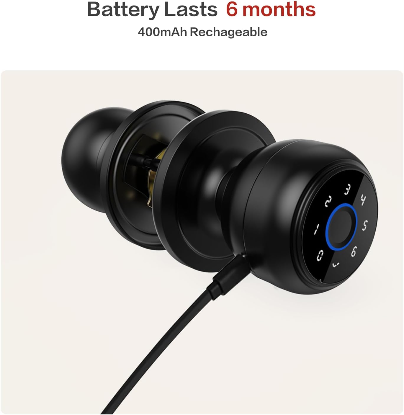 4-in-1 Smart Door Knob with Fingerprint & APP Control, Keyless Entry, Auto Lock - Ideal for Bedrooms, Garage, Apartments & Offices