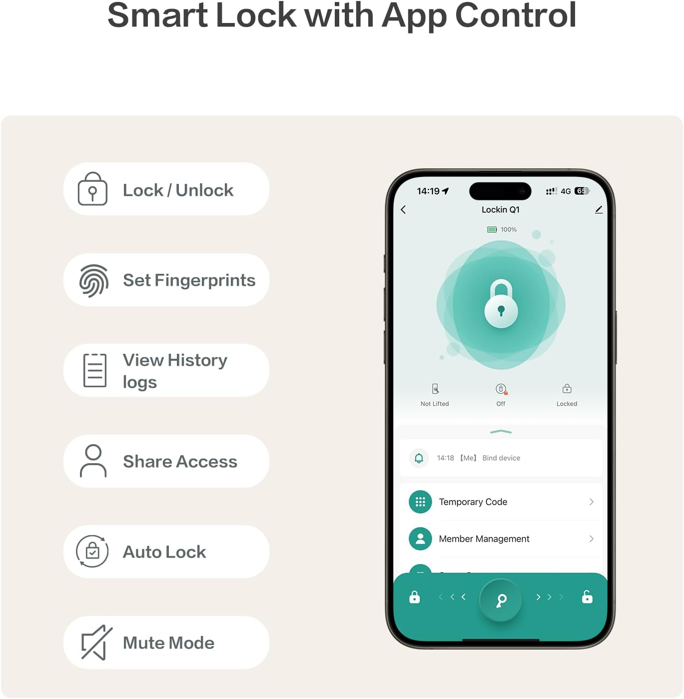 4-in-1 Smart Door Knob with Fingerprint & APP Control, Keyless Entry, Auto Lock - Ideal for Bedrooms, Garage, Apartments & Offices