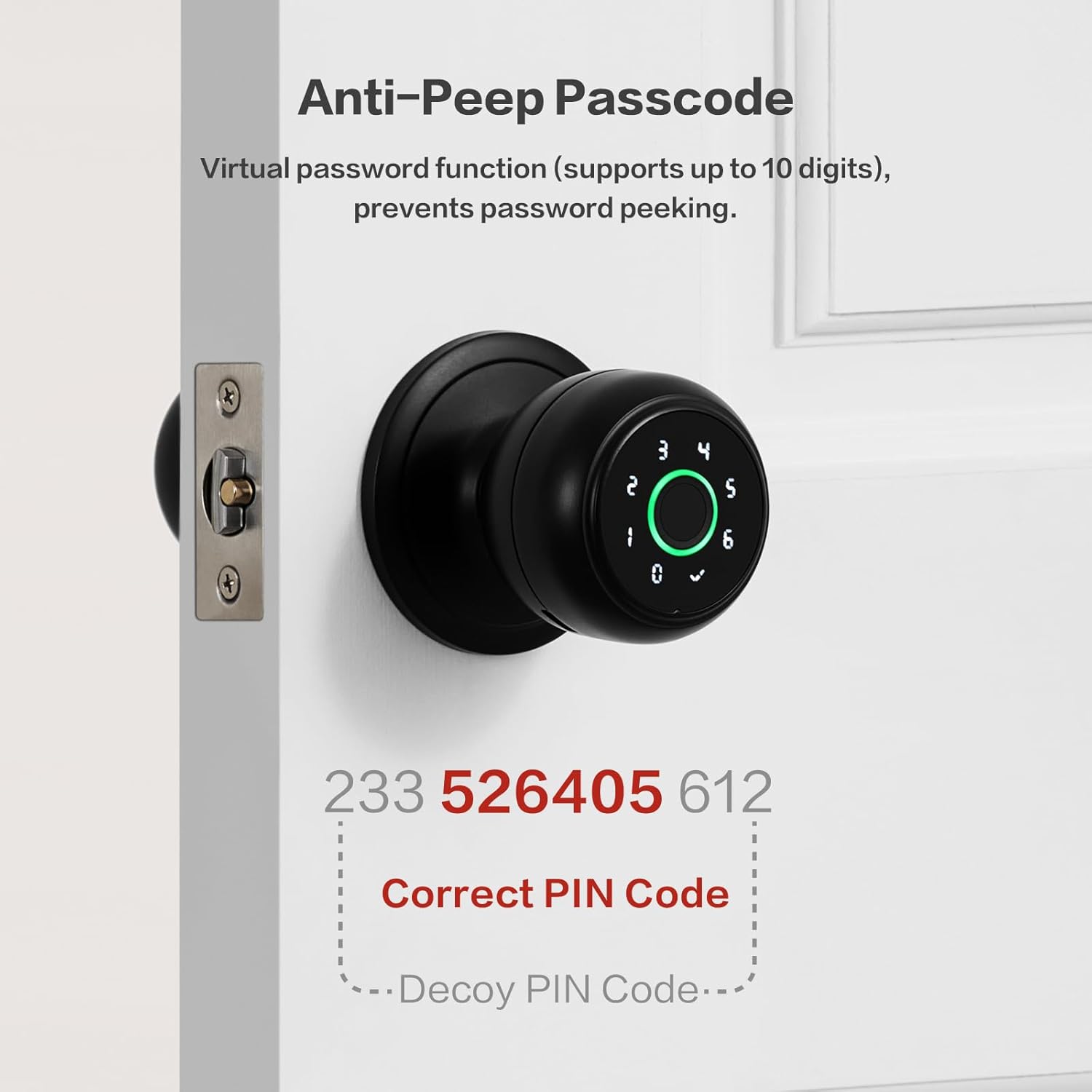 4-in-1 Smart Door Knob with Fingerprint & APP Control, Keyless Entry, Auto Lock - Ideal for Bedrooms, Garage, Apartments & Offices