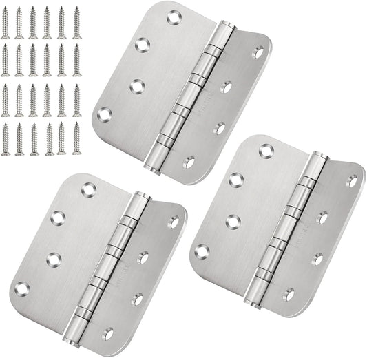4 Inch Ball Bearing 304 Stainless Steel Door Hinges for Left & Right Doors - Interior & Exterior Hinges with 5/8" Radius Corners - 4'' X 4