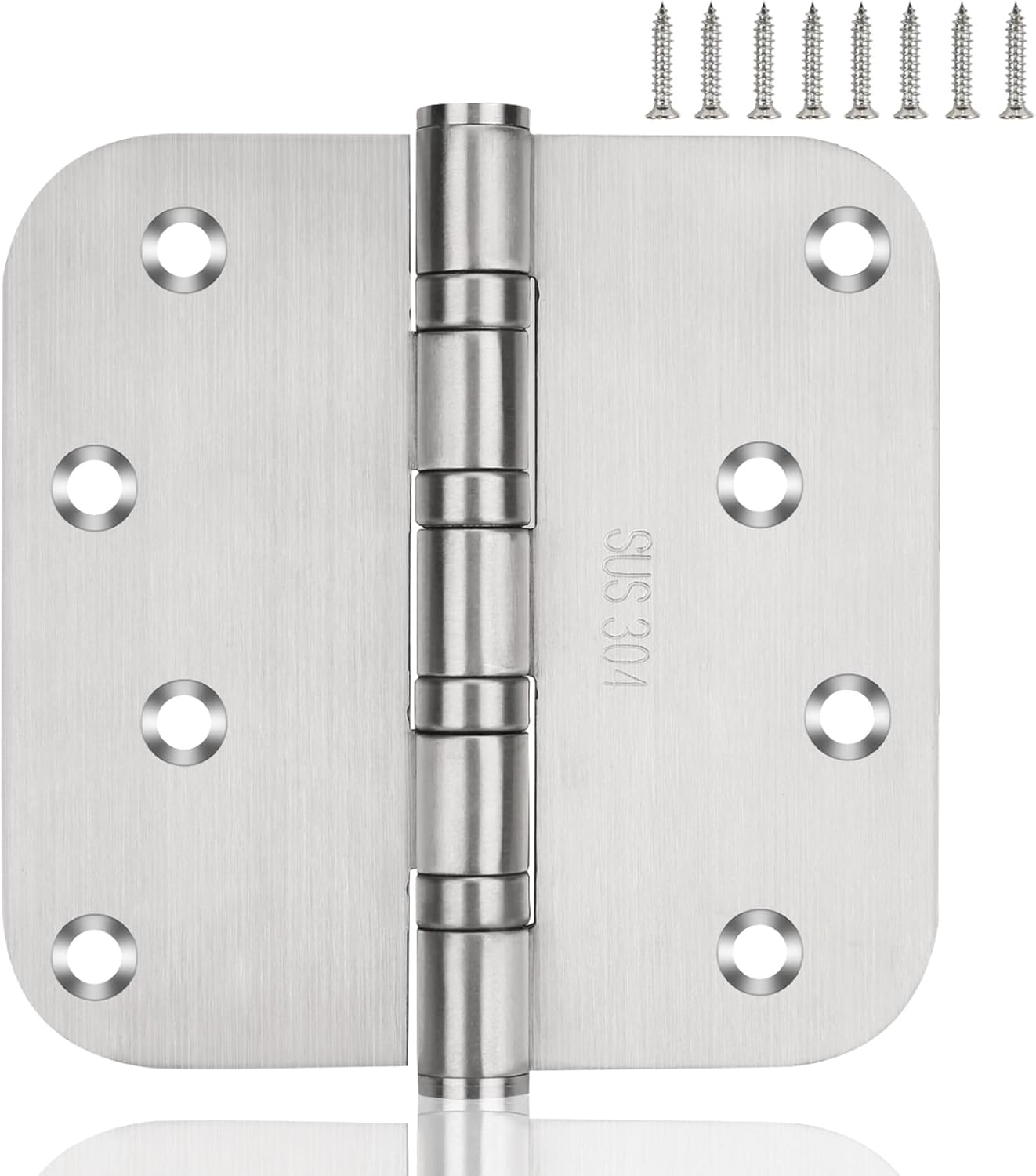 4 Inch Ball Bearing 304 Stainless Steel Door Hinges for Left & Right Doors - Interior & Exterior Hinges with 5/8" Radius Corners - 4'' X 4