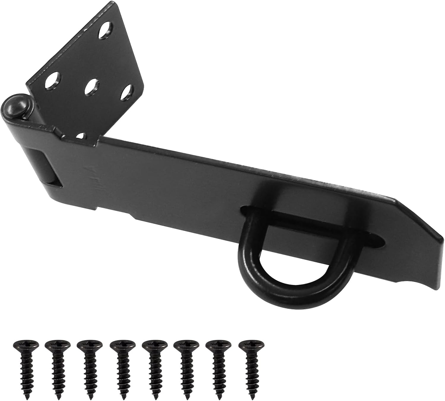 4 Inch Black Stainless Steel Security Hasp Latch Lock with Screws for Cabinets, Chests, Doors, Pet Cages