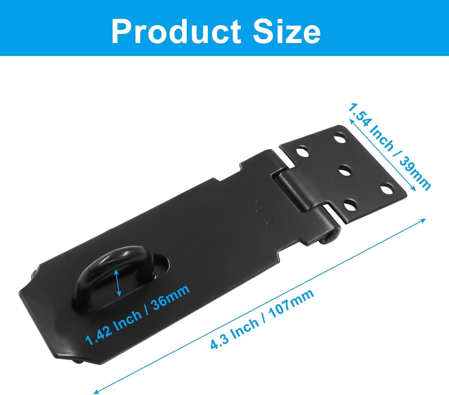 4 Inch Black Stainless Steel Security Hasp Latch Lock with Screws for Cabinets, Chests, Doors, Pet Cages