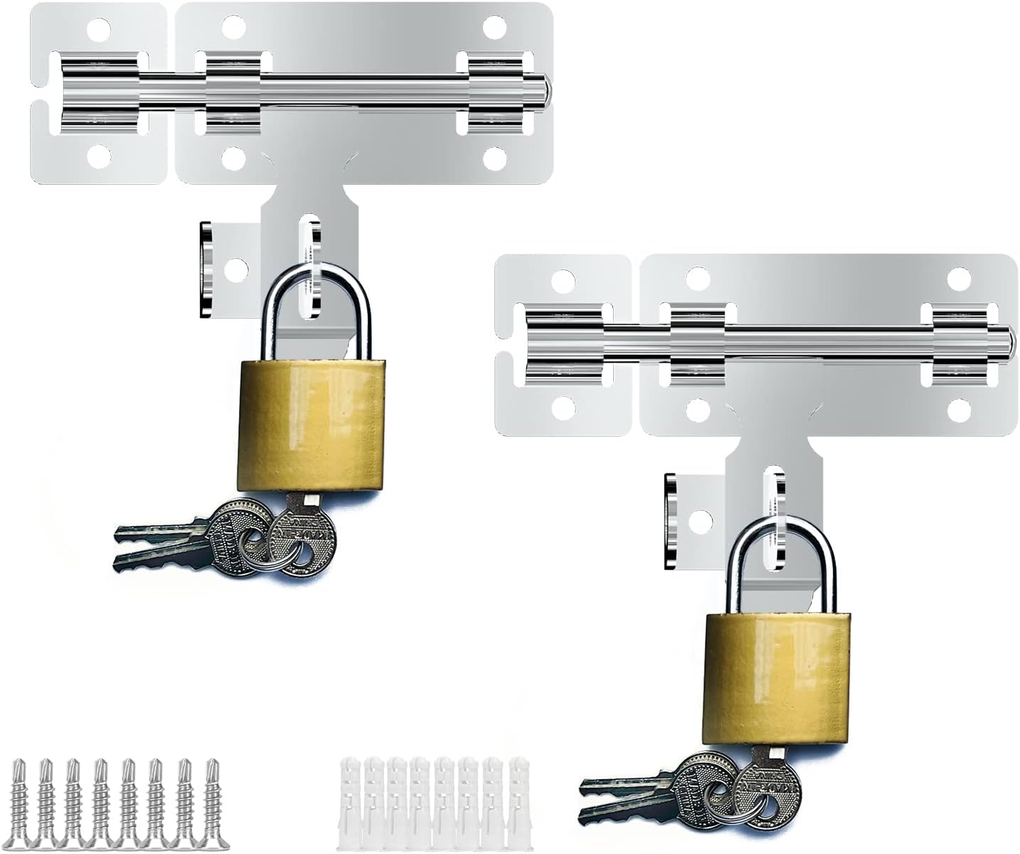 4 inch Siding Bolt Latch for Wood Fences, Shed Doors, Yard Doors - 2 Pack