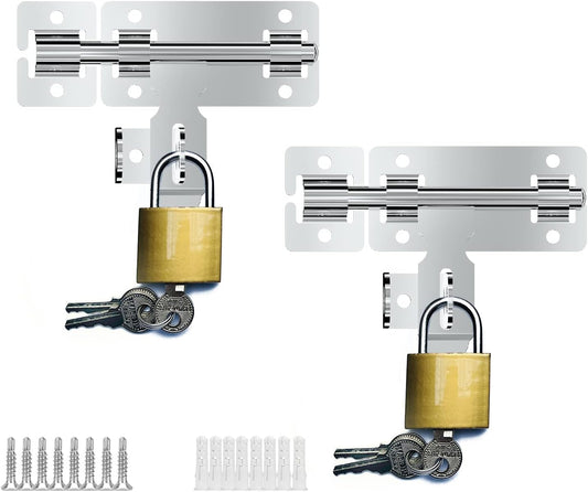 4 inch Siding Bolt Latch for Wood Fences, Shed Doors, Yard Doors - 2 Pack