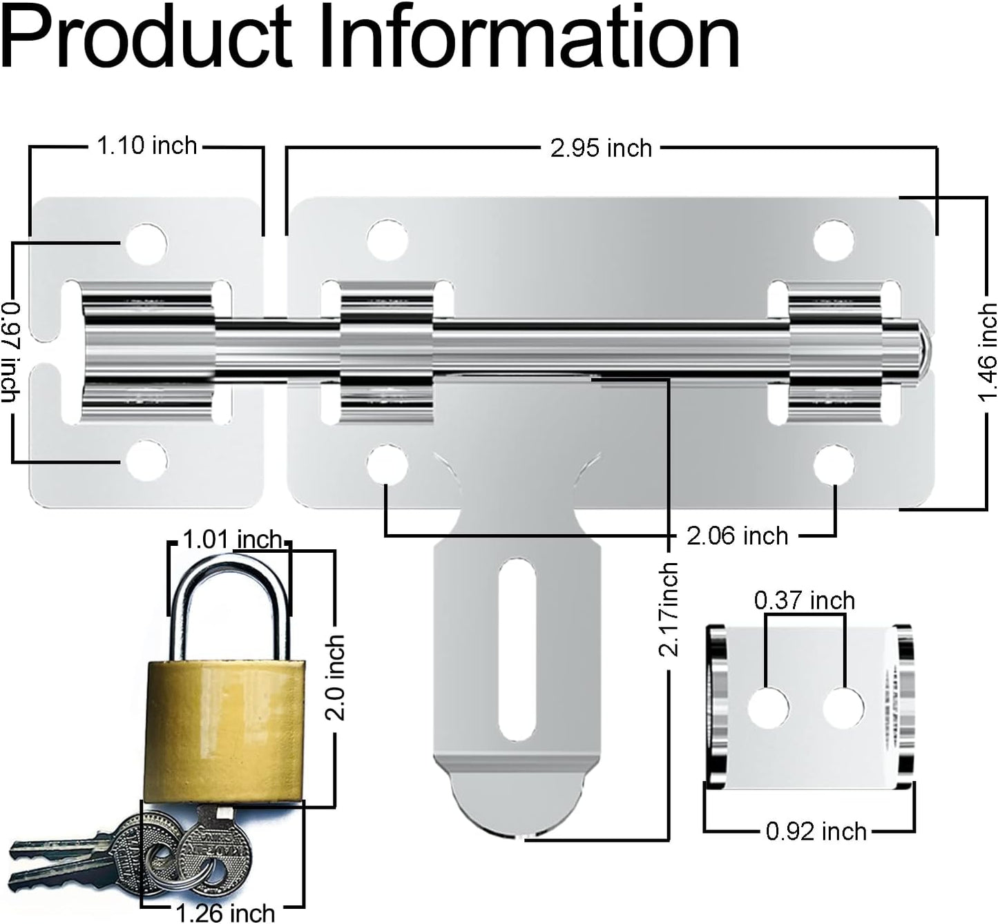 4 inch Siding Bolt Latch for Wood Fences, Shed Doors, Yard Doors - 2 Pack