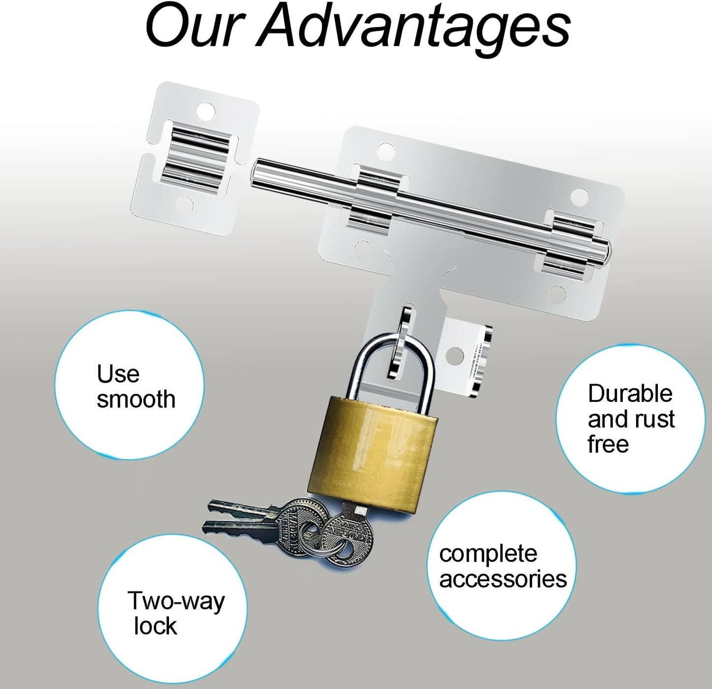 4 inch Siding Bolt Latch for Wood Fences, Shed Doors, Yard Doors - 2 Pack