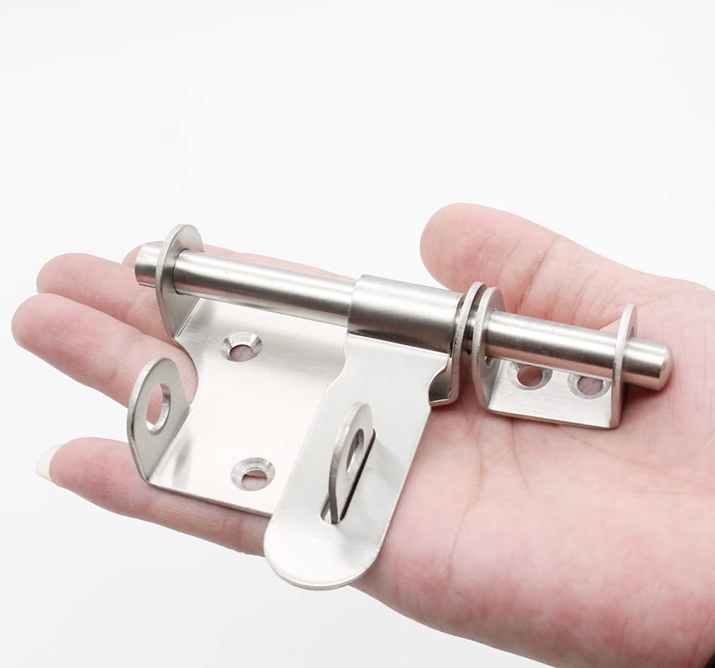 4 Inch Stainless Steel Sliding Bolt Gate Latch with Security Hasp and Padlock Hole - Heavy Duty Barrel Bolt - WildKart