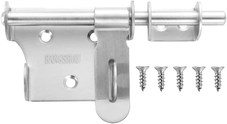 4 Inch Stainless Steel Sliding Bolt Gate Latch with Security Hasp and Padlock Hole - Heavy Duty Barrel Bolt - WildKart