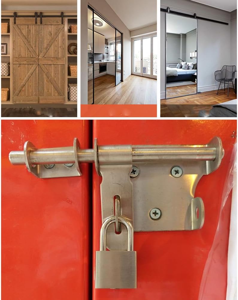 4 Inch Stainless Steel Sliding Bolt Gate Latch with Security Hasp and Padlock Hole - Heavy Duty Barrel Bolt - WildKart
