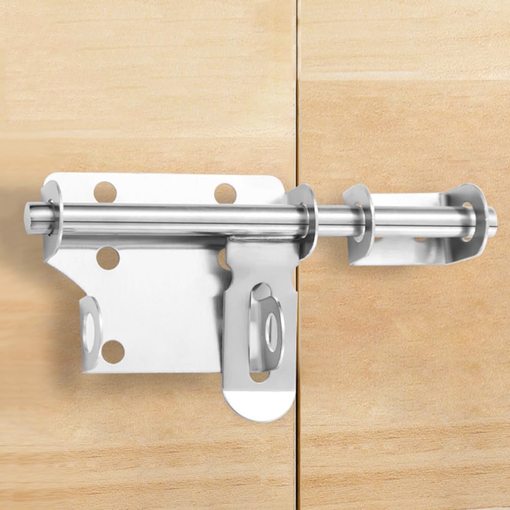 4 Inch Stainless Steel Sliding Bolt Gate Latch with Security Hasp and Padlock Hole - Heavy Duty Barrel Bolt - WildKart