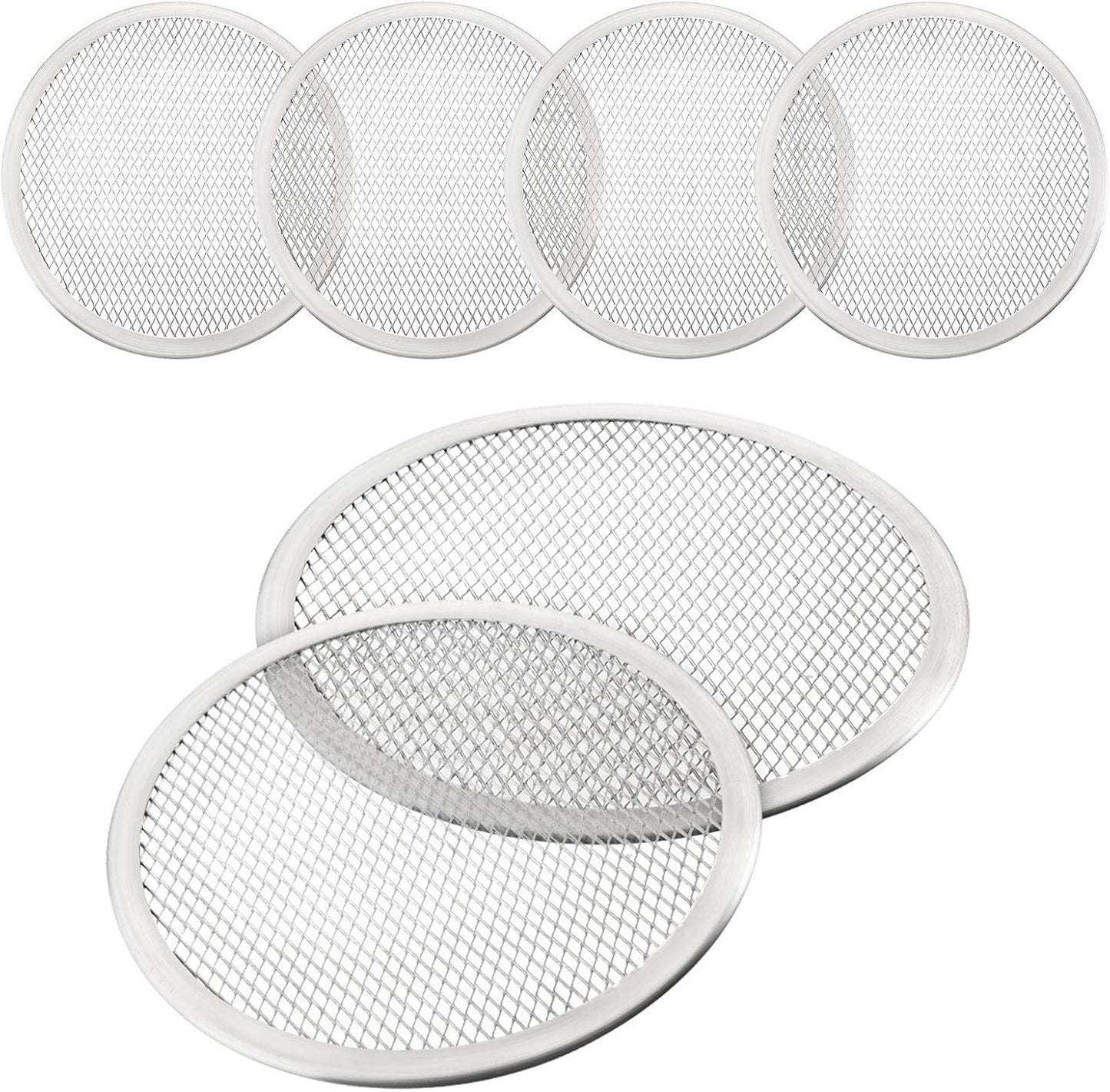 4 Pack 10" Seamless Round Aluminum Pizza Screens - Mesh Baking Tray for Home Kitchen & Restaurant