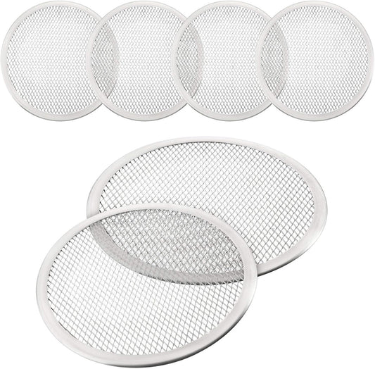 4 Pack 10" Seamless Round Aluminum Pizza Screens - Mesh Baking Tray for Home Kitchen & Restaurant