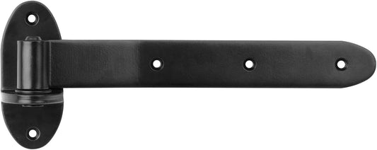 4 Pack 12" Black Strap Gate Hinges - Heavy Duty T Shape Cranked Band Lift Off Hinge for Shed Barn Fence - 3/16" Thick