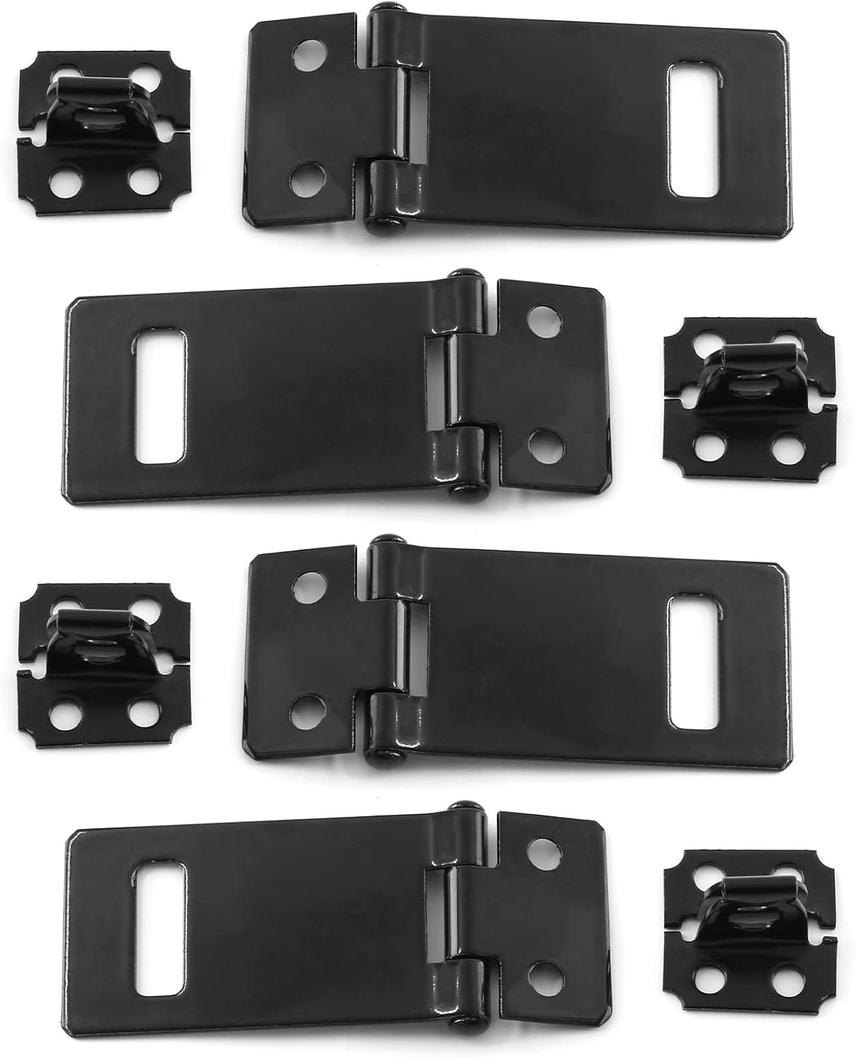 4 Pack 2 Inch Black Painted Iron Gate Bolt Lock Hasp with Screws for Door Gate, Home, Garden, Yard - Biaungdo Slide Latch Lock - WildKart