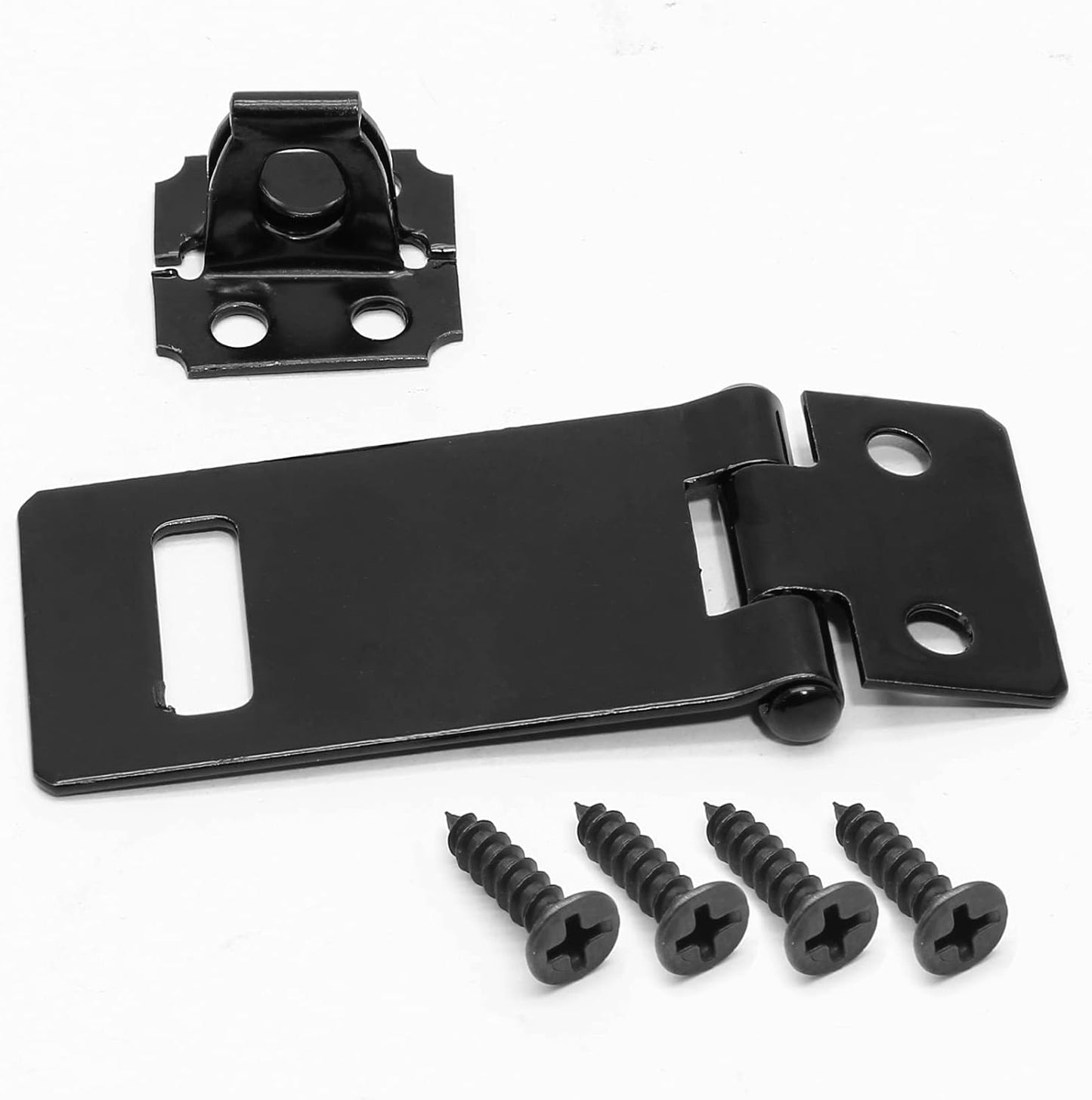 4 Pack 2 Inch Black Painted Iron Gate Bolt Lock Hasp with Screws for Door Gate, Home, Garden, Yard - Biaungdo Slide Latch Lock - WildKart