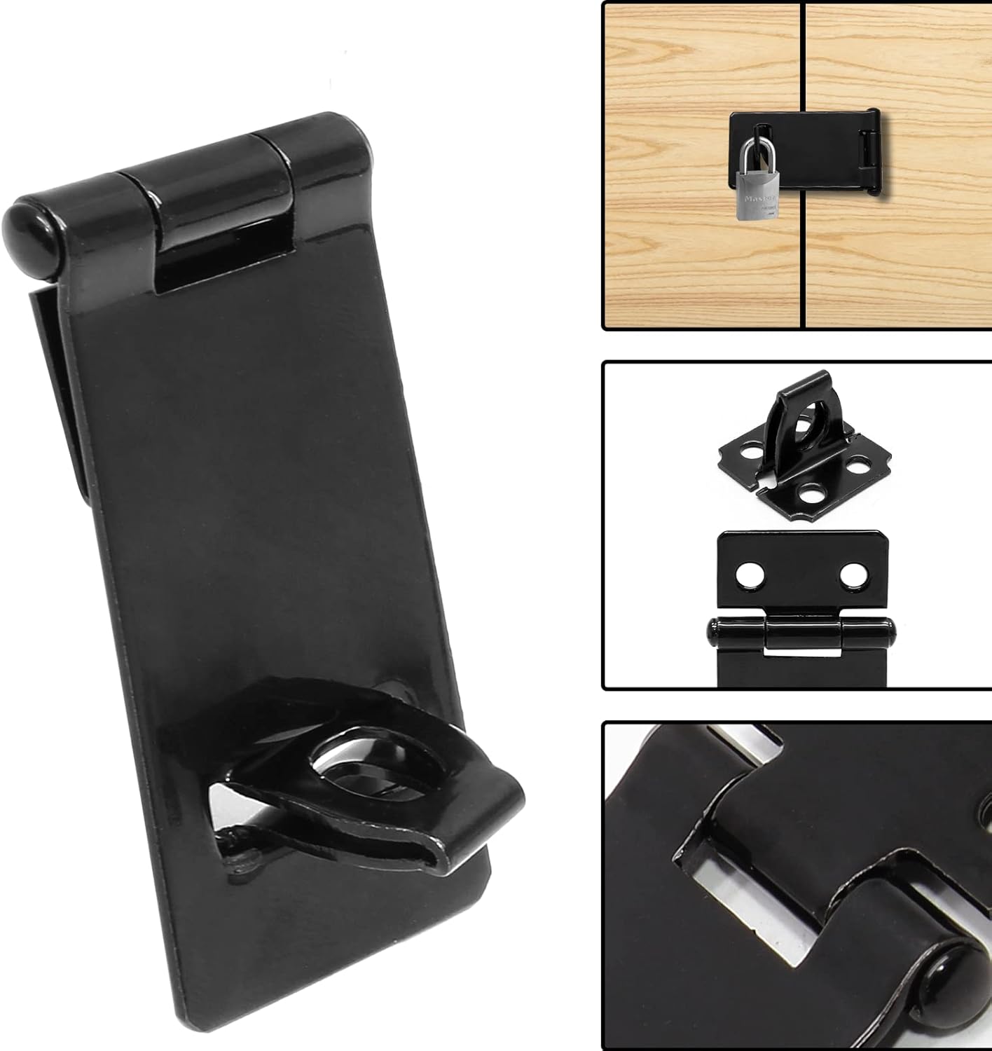 4 Pack 2 Inch Black Painted Iron Gate Bolt Lock Hasp with Screws for Door Gate, Home, Garden, Yard - Biaungdo Slide Latch Lock - WildKart