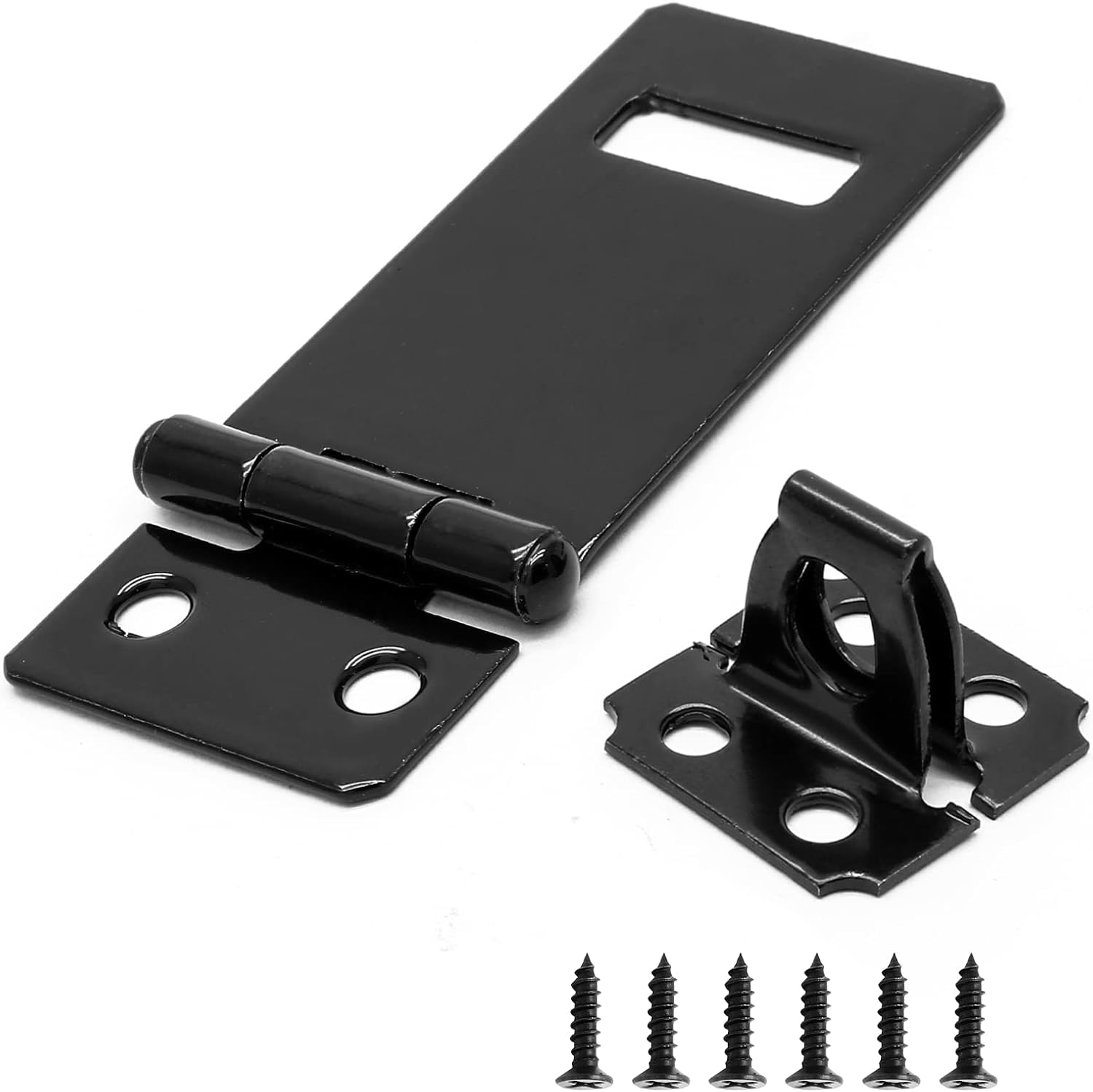 4 Pack 2 Inch Black Painted Iron Gate Bolt Lock Hasp with Screws for Door Gate, Home, Garden, Yard - Biaungdo Slide Latch Lock - WildKart