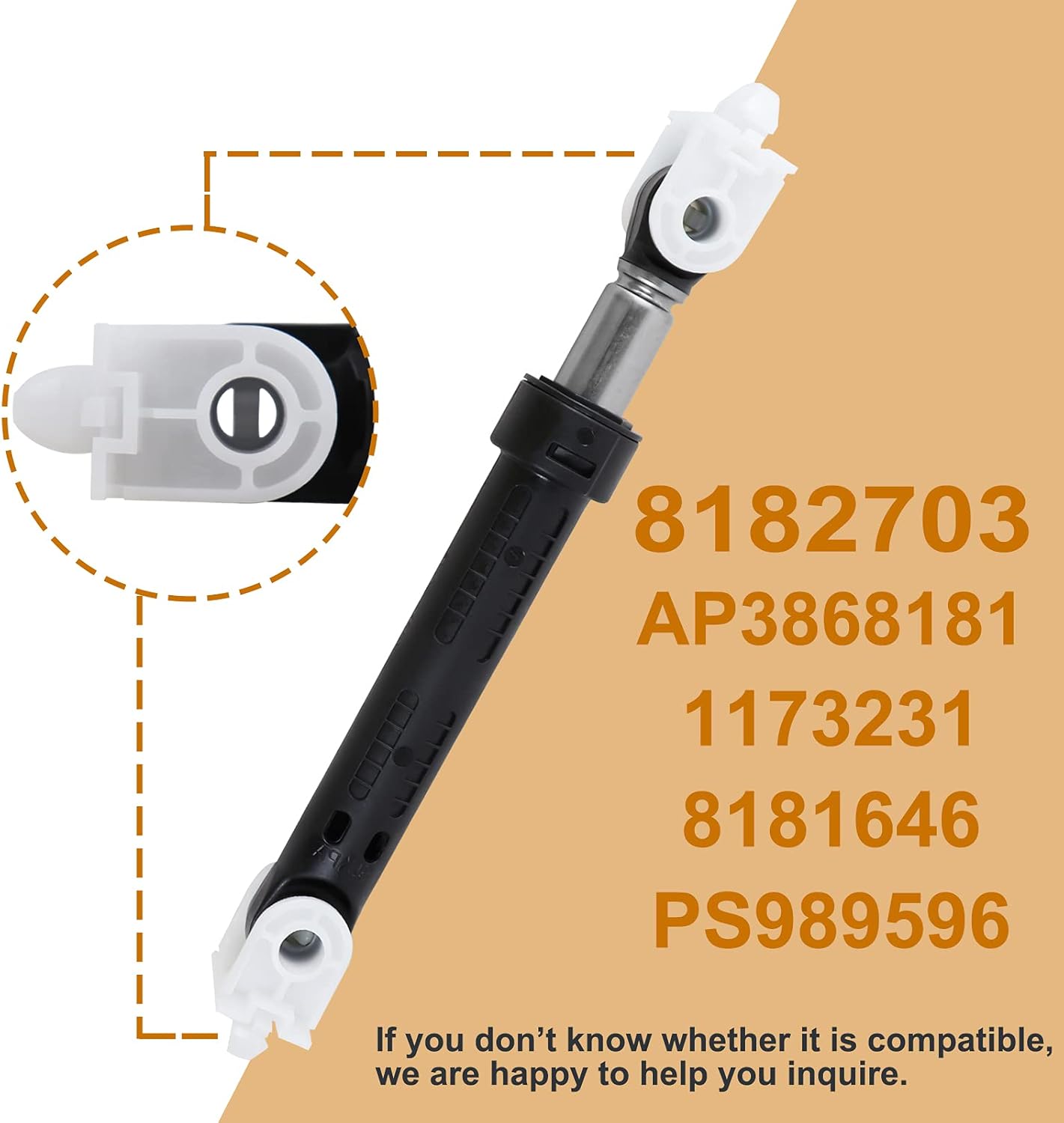 4 Pack 8182703 Washer Shock Absorber Compatible with Kenmore/Maytag/Whirlpool/KitchenAid Washers - Replaces WP8182703, 8181646 - High-Quality Replacement Parts