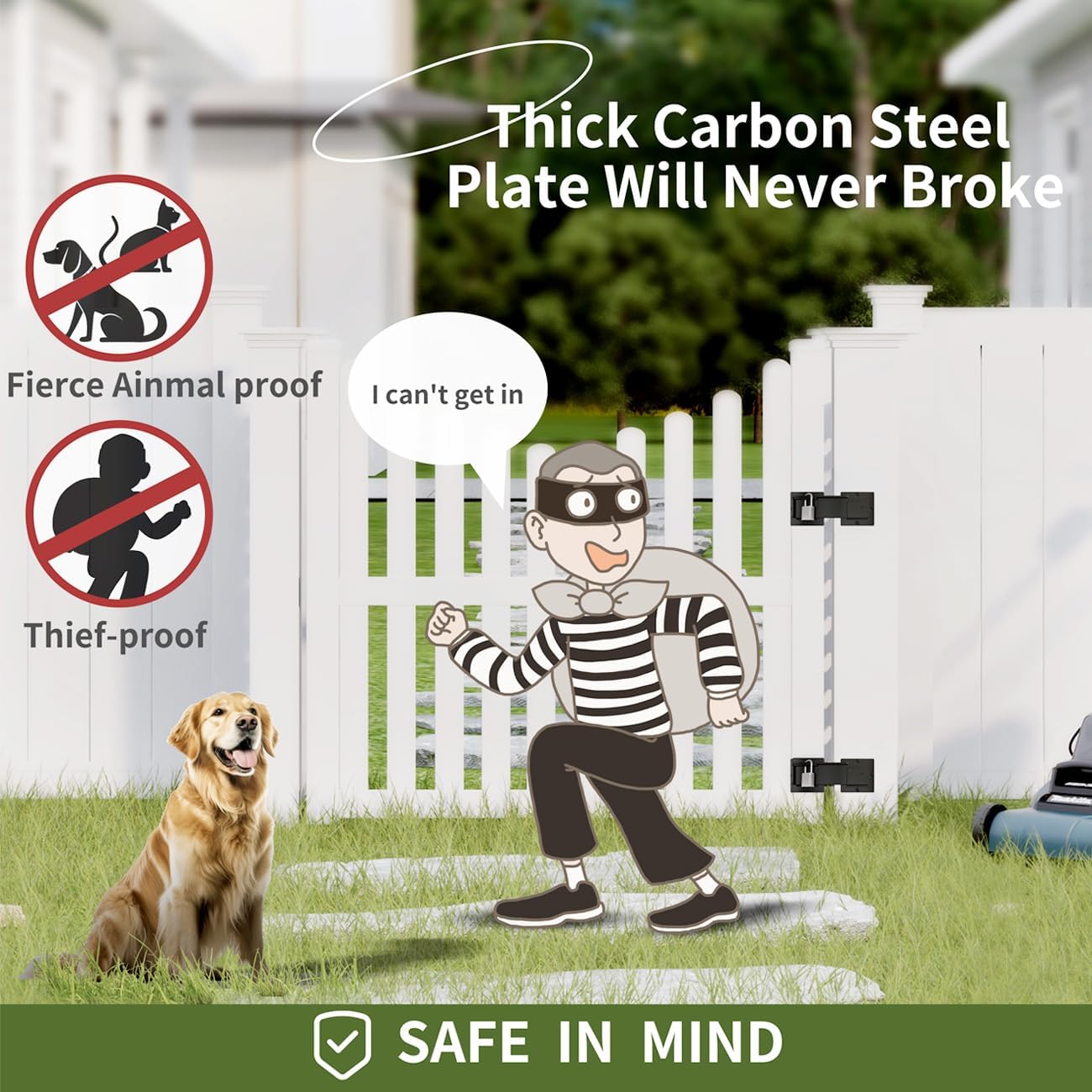 4 Pack Adjustable Carbon Steel Flip Gate Latch Lock for Vinyl Gates, Sliding Doors, Wooden Fence, Barn Door, Shed, Garage, Yard - Includes Padlock