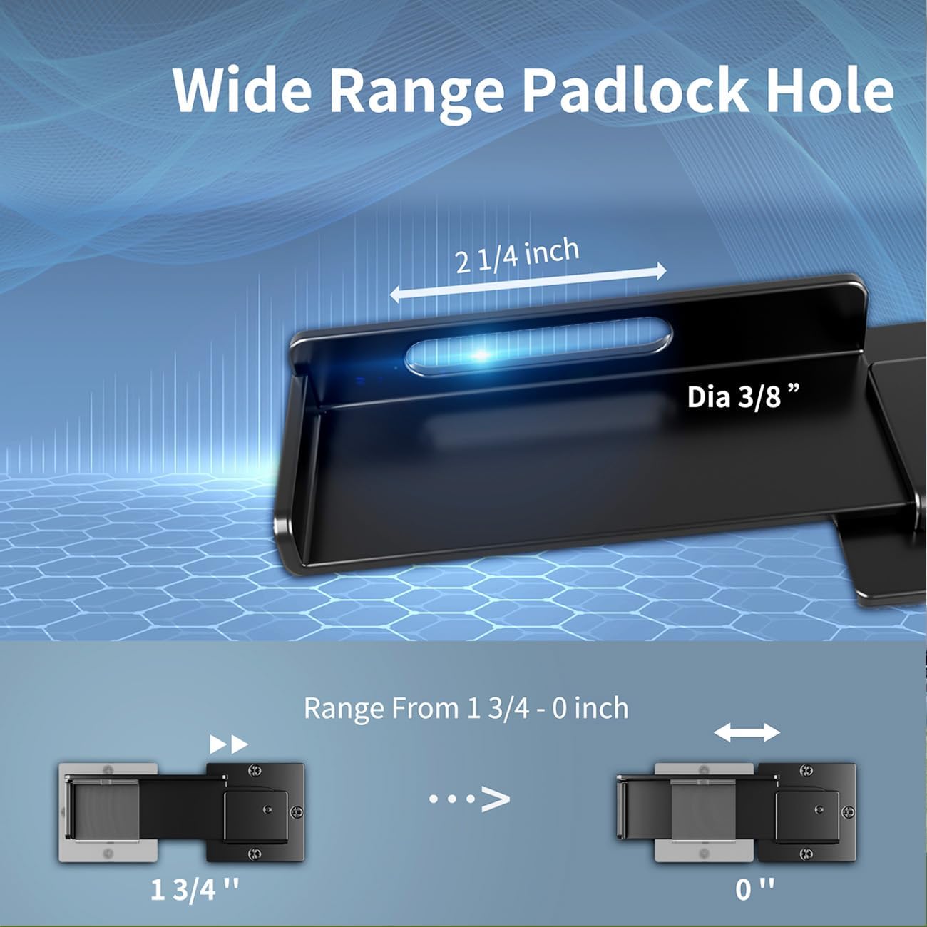 4 Pack Adjustable Carbon Steel Flip Gate Latch Lock for Vinyl Gates, Sliding Doors, Wooden Fence, Barn Door, Shed, Garage, Yard - Includes Padlock