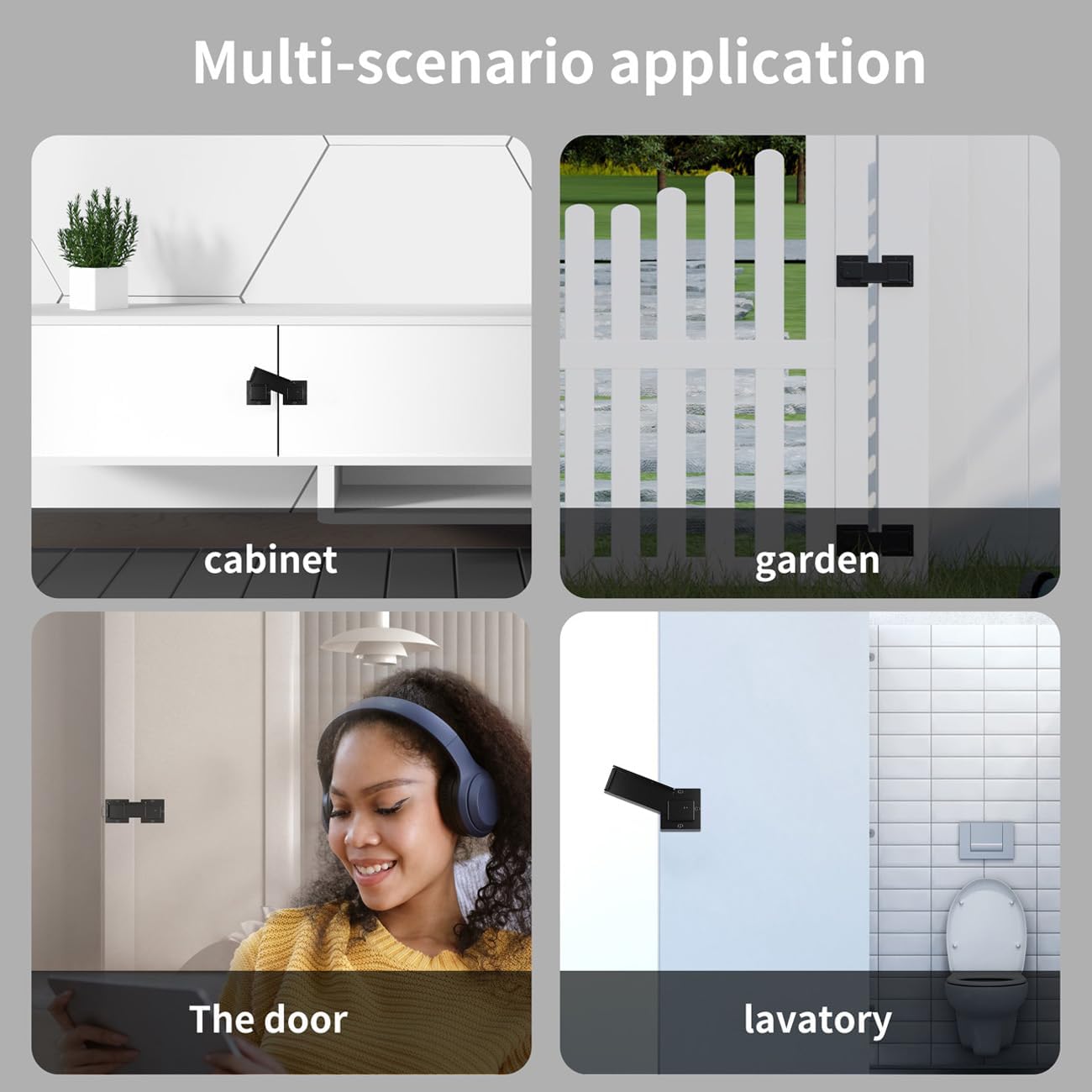 4 Pack Adjustable Carbon Steel Flip Gate Latch Lock for Vinyl Gates, Sliding Doors, Wooden Fence, Barn Door, Shed, Garage, Yard - Includes Padlock