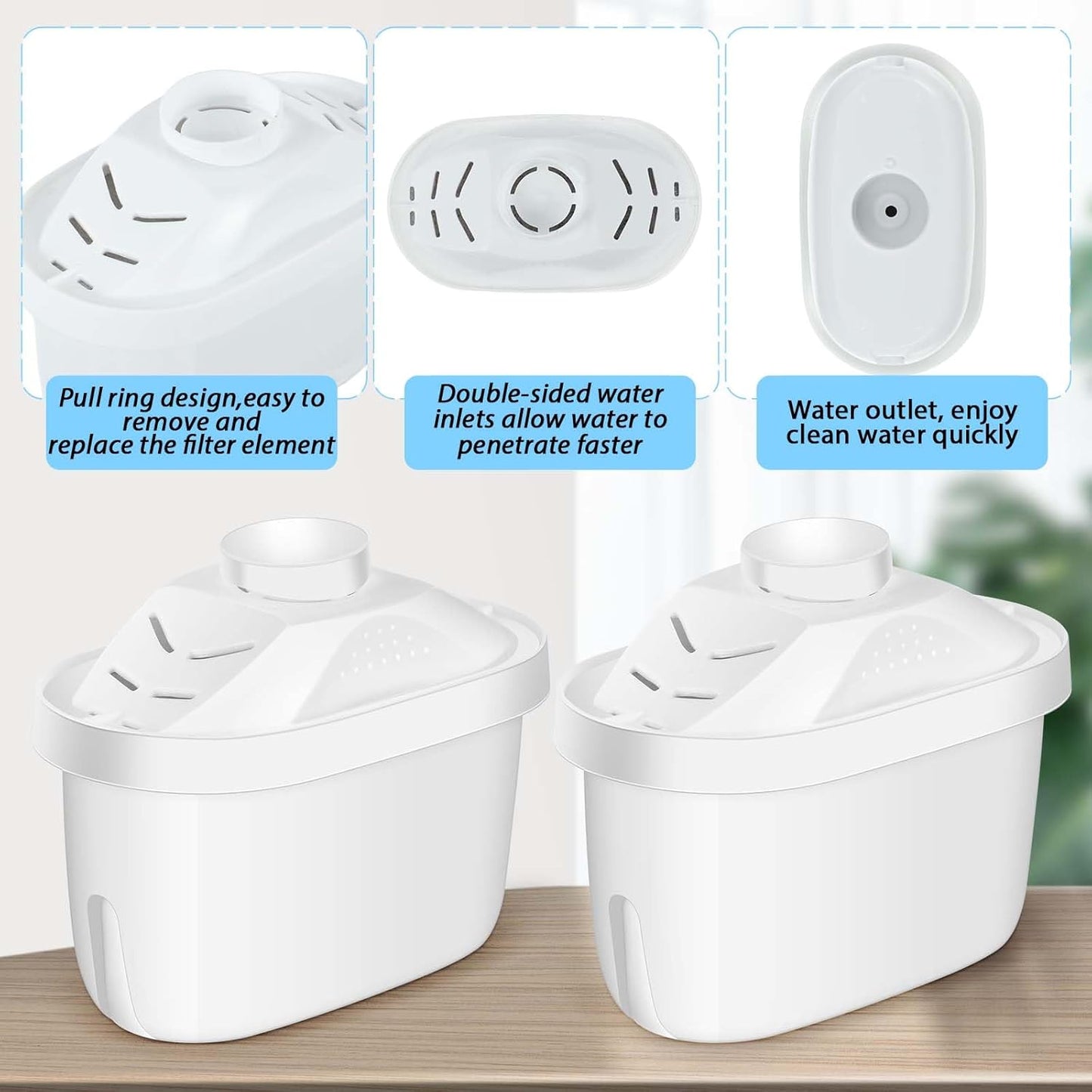 4-Pack Alkaline Water Pitcher Replacement Filters for Enhanced Alkalinity and Healthy Drinking Water