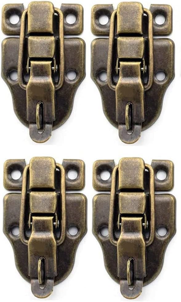 4-Pack Antique Metal Duckbilled Hasp Latch Catch with Padlock Hole for Jewelry Box Cabinet Craft - Retro Bronze Style