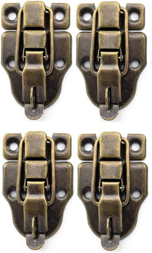 4-Pack Antique Metal Duckbilled Hasp Latch Catch with Padlock Hole for Jewelry Box Cabinet Craft - Retro Bronze Style
