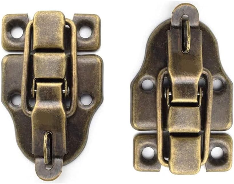 4-Pack Antique Metal Duckbilled Hasp Latch Catch with Padlock Hole for Jewelry Box Cabinet Craft - Retro Bronze Style