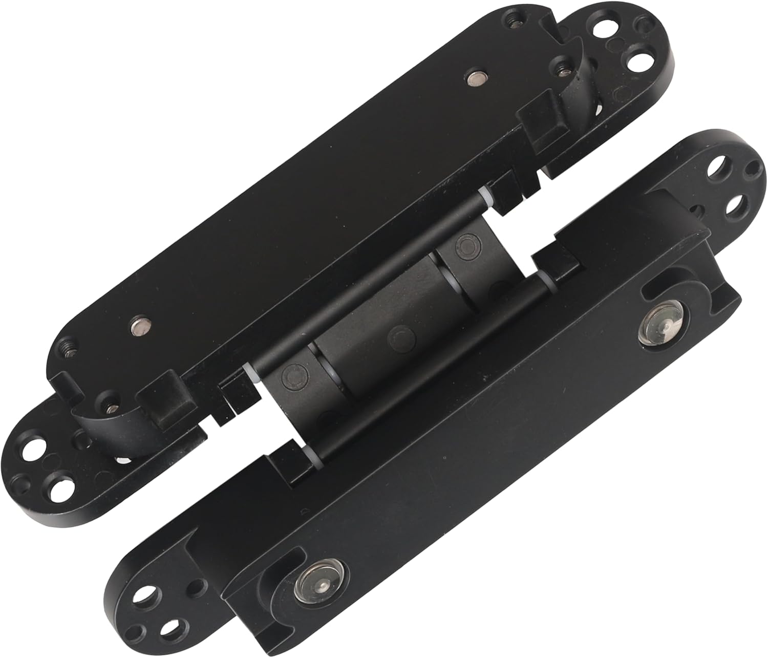 4-Pack AnvFlik 6" Heavy Duty Black Hidden Door Hinges, Zinc Alloy Concealed Hinges 6"x2.5"x1", 180° Swing, 3 Way Adjustable Hinge