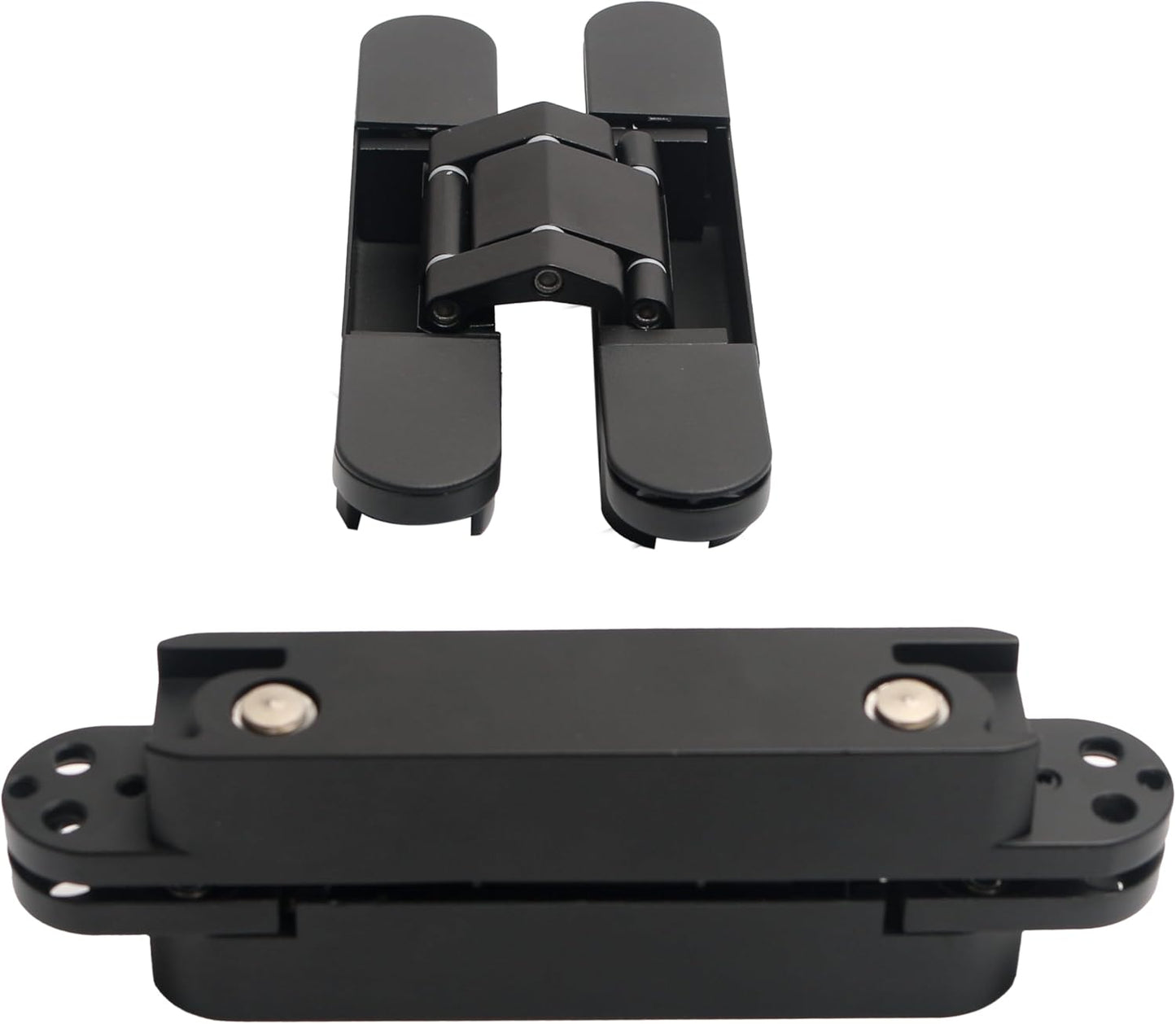 4-Pack AnvFlik 6" Heavy Duty Black Hidden Door Hinges, Zinc Alloy Concealed Hinges 6"x2.5"x1", 180° Swing, 3 Way Adjustable Hinge