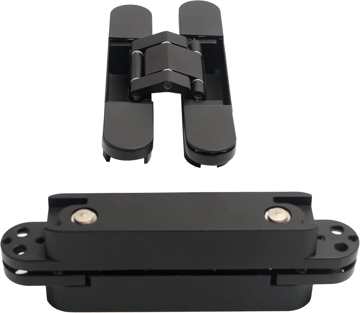 4-Pack AnvFlik 6" Heavy Duty Black Hidden Door Hinges, Zinc Alloy Concealed Hinges 6"x2.5"x1", 180° Swing, 3 Way Adjustable Hinge