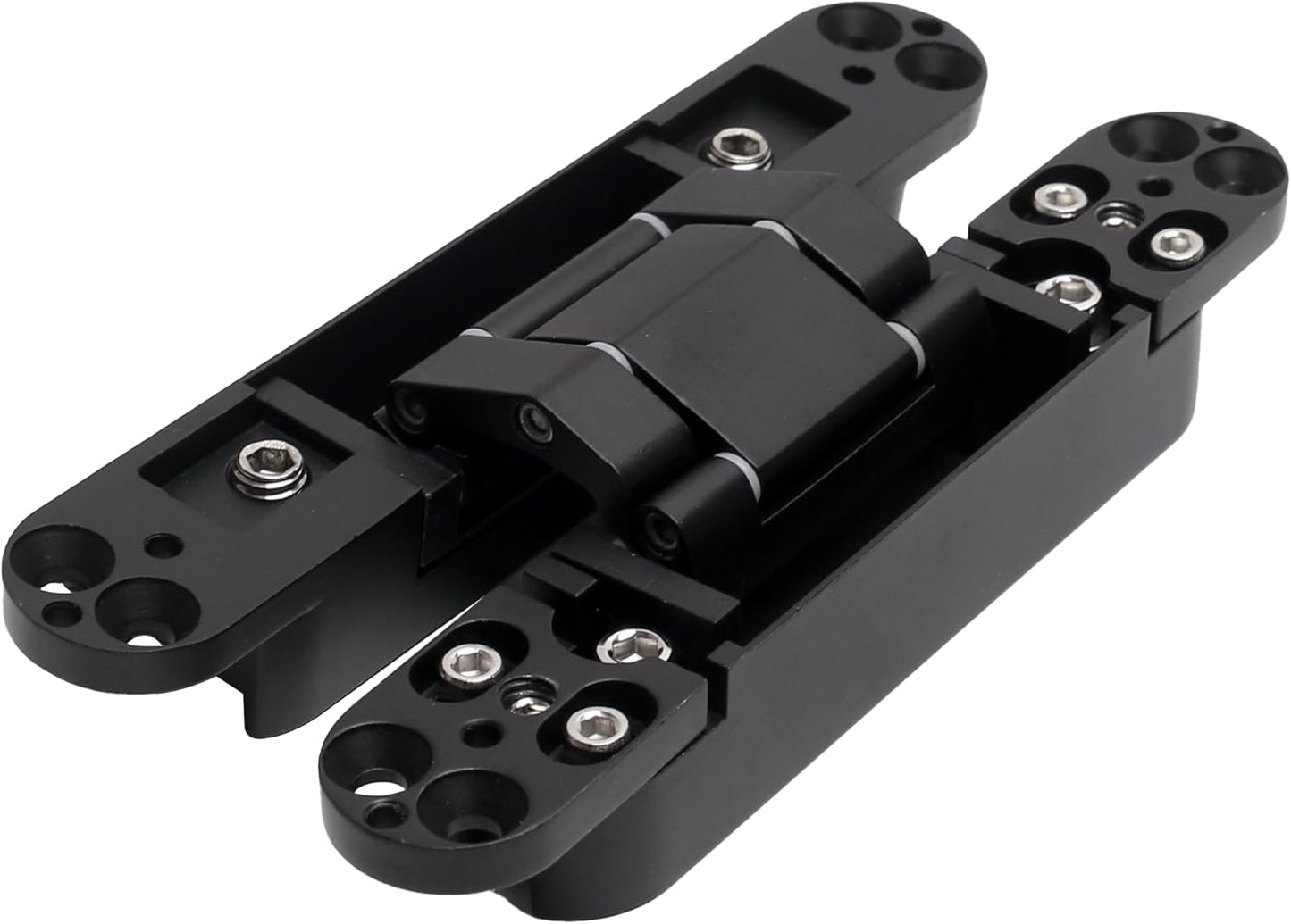 4-Pack AnvFlik 6" Heavy Duty Black Hidden Door Hinges, Zinc Alloy Concealed Hinges 6"x2.5"x1", 180° Swing, 3 Way Adjustable Hinge