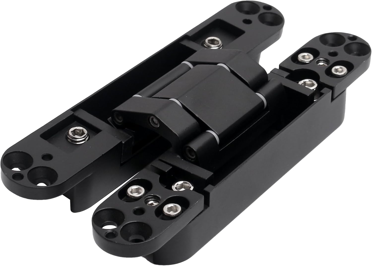 4-Pack AnvFlik 6" Heavy Duty Black Hidden Door Hinges, Zinc Alloy Concealed Hinges 6"x2.5"x1", 180° Swing, 3 Way Adjustable Hinge