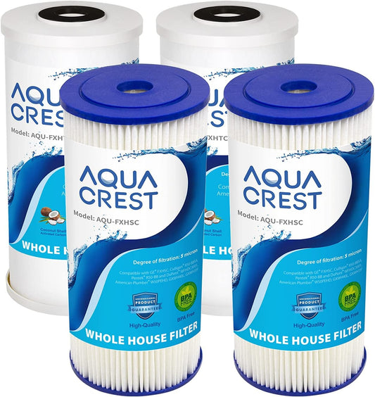 4-Pack AquaCrest FXHSC & FXHTC Whole House Water Filter Replacement for GE & Culligan - 10" x 4.5