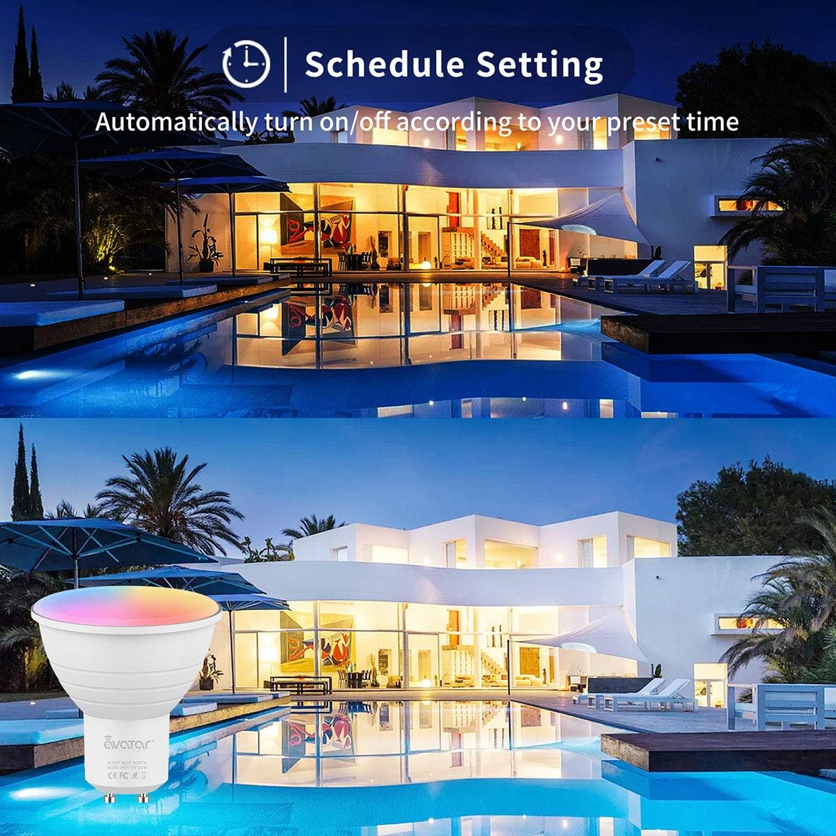 4 Pack Avatar Controls GU10 Smart Bulbs - Color Changing LED Lights for Kitchen, Bedroom - Dimmable, Music Sync, WiFi Compatible with Alexa and Assistant