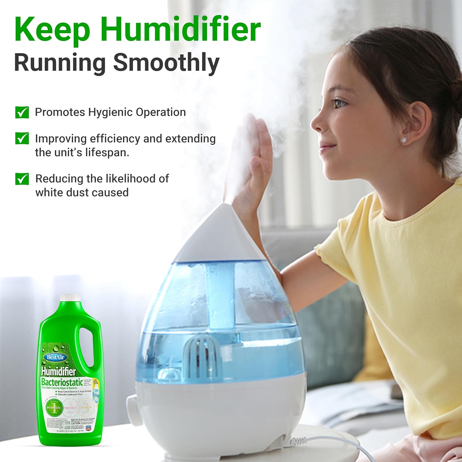 4-Pack Bacteriostatic Humidifier Water Treatment - Universal Cleaning Additive - Odorless Descaler Solution - Effective Comprehensive Treatment
