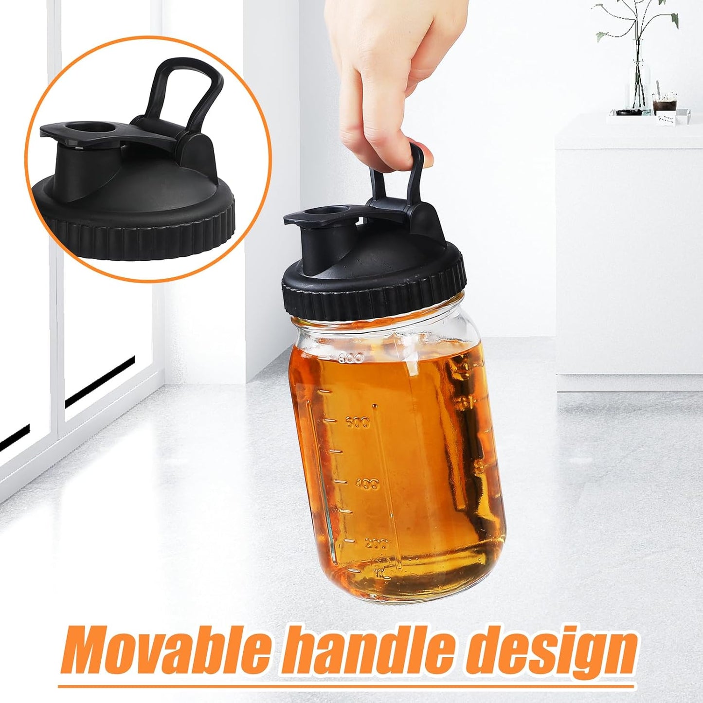 4 Pack Balter-D Wide Mouth Mason Jar Pour Spout Lids - Leak-proof Ball Canning and Flip Cap Lids for Mess-free Pouring and Storing