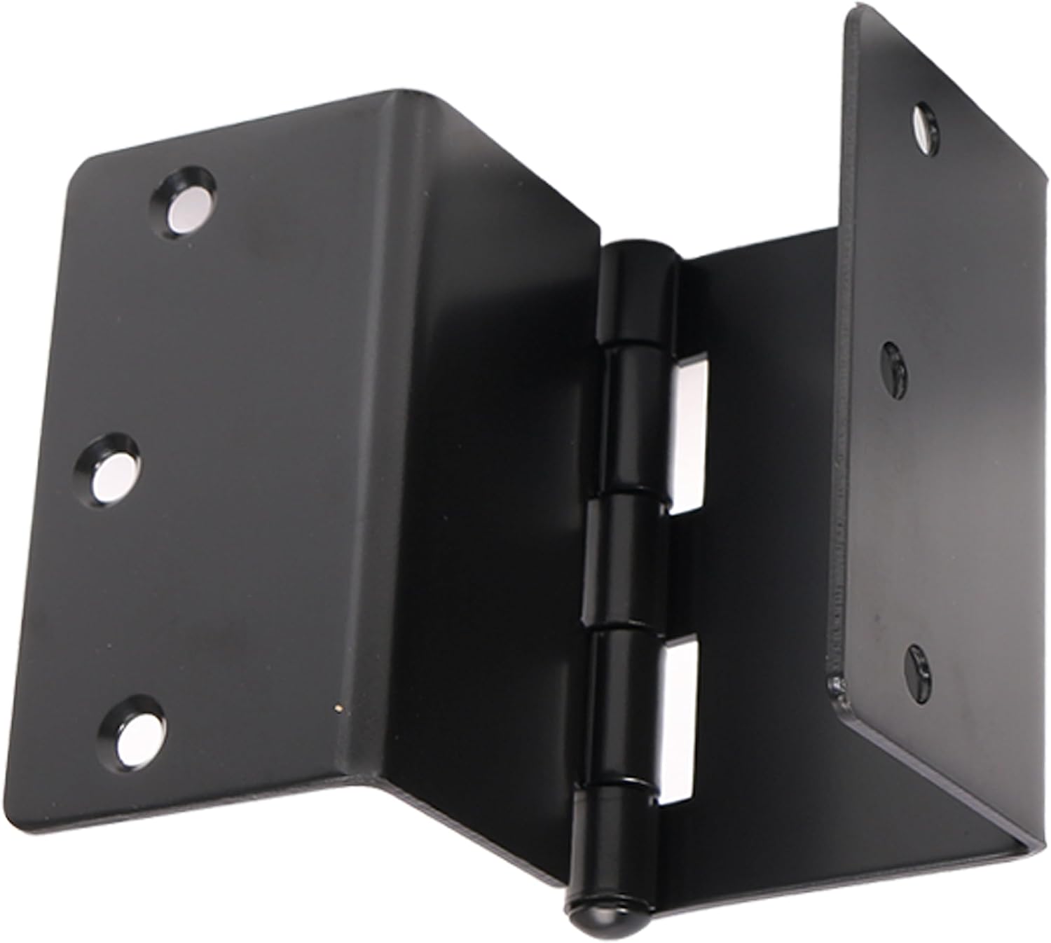 4-Pack BENERAY Heavy Duty Expandable Door Hinges - 3.5" Offset, SPCC Black Matte Finish, 1/4" Radius Corner - Interior Swing Out Hinge with Holes & Screws