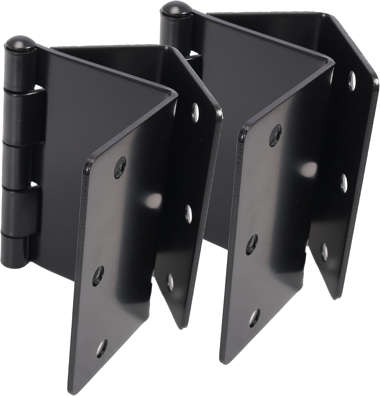 4-Pack BENERAY Heavy Duty Expandable Door Hinges - 3.5" Offset, SPCC Black Matte Finish, 1/4" Radius Corner - Interior Swing Out Hinge with Holes & Screws