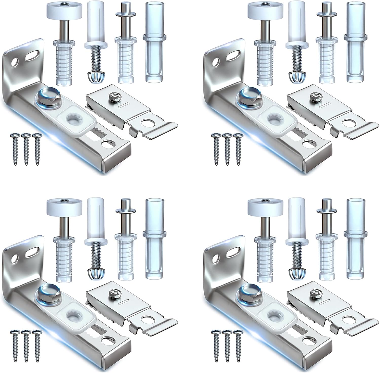 4 Pack Bi-fold Door Hardware Repair Kit for 24-72 inch Track Folding Doors - Includes Tops & Bottom Pivots, Bracket, Guide Wheel - Closet Door Replacement Parts for Accordian Pantry