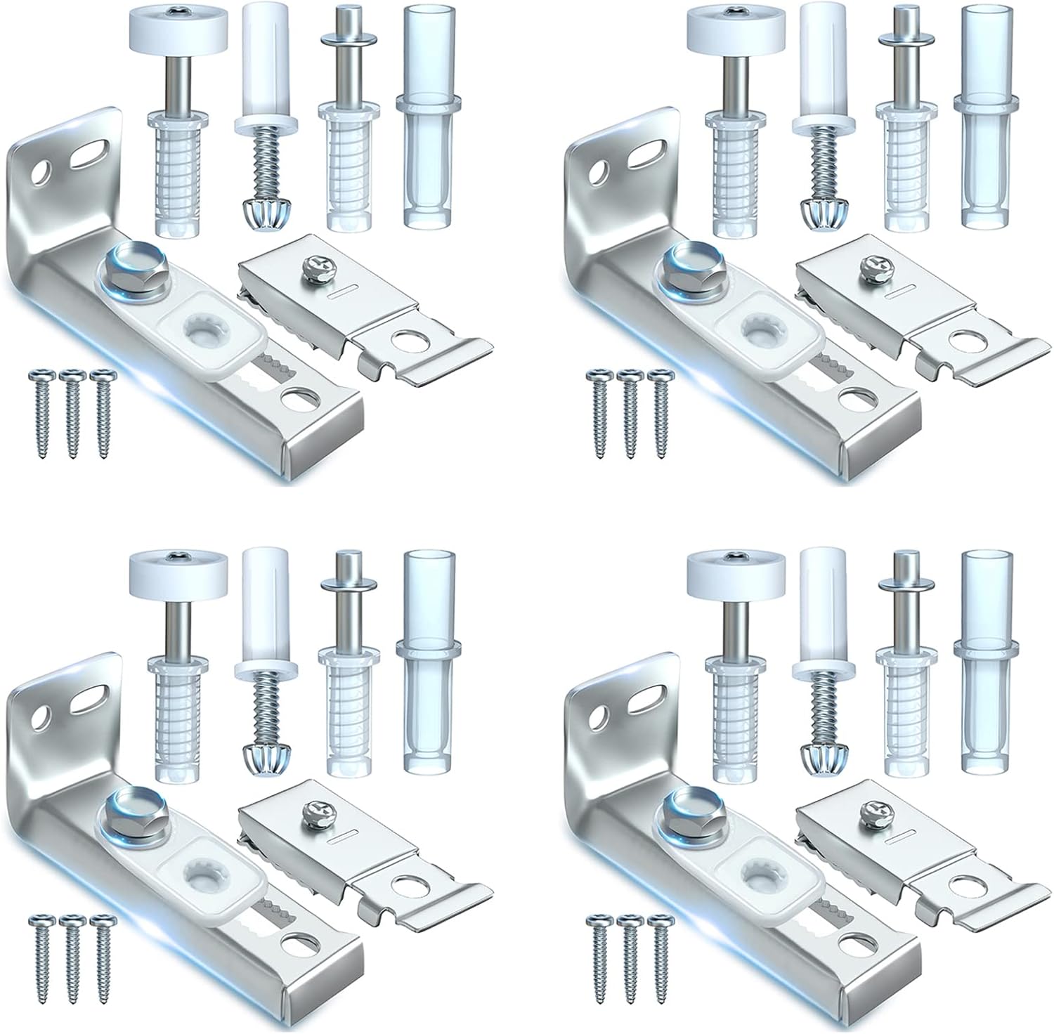 4 Pack Bi-fold Door Hardware Repair Kit for 24-72 inch Track Folding Doors - Includes Tops & Bottom Pivots, Bracket, Guide Wheel - Closet Door Replacement Parts for Accordian Pantry